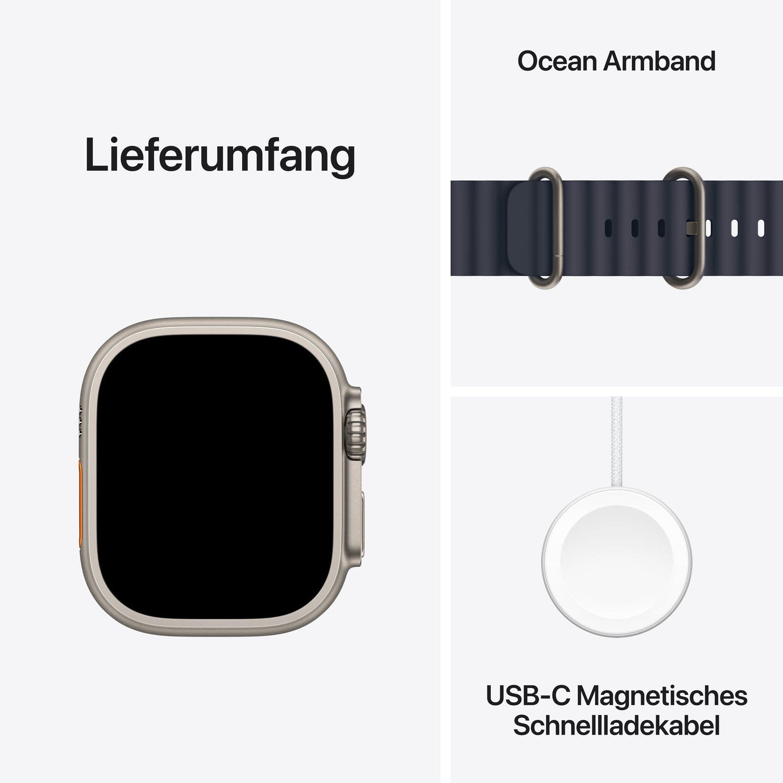 Apple Watch Ultra 2 Titanium (Cellular) 49mm Titaniumgehäuse natur, Ocean Armband marine