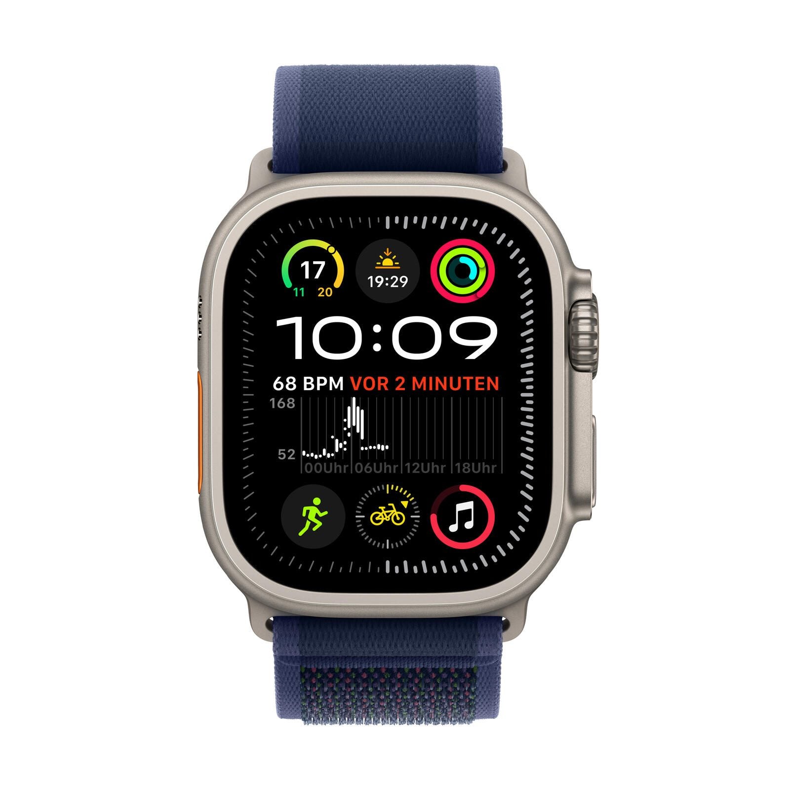 Apple Watch Ultra 2 Titanium (Cellular) 49mm Titaniumgehäuse natur, Trail Loop Armband blau (S/M)