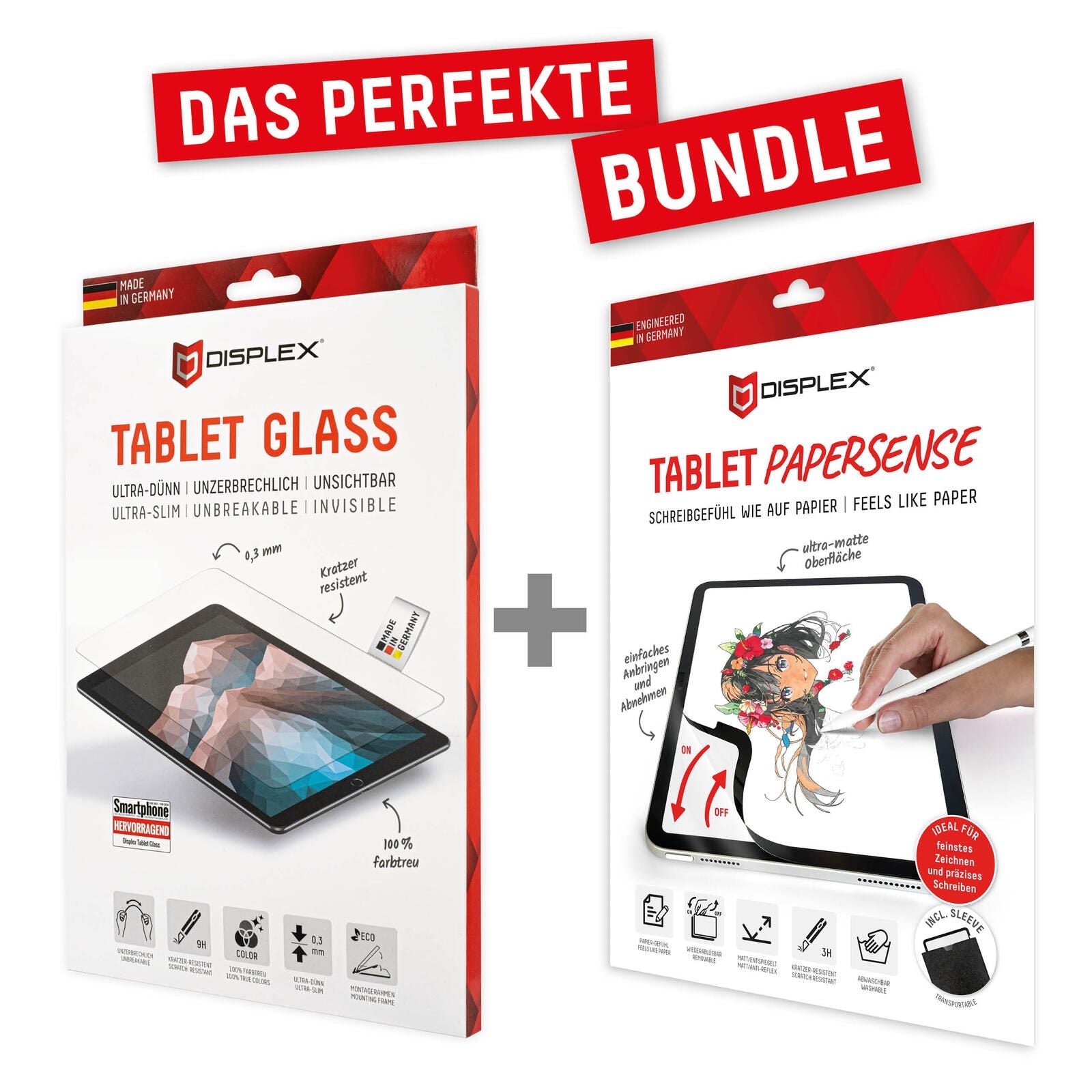 DISPLEX Tablet Glass (9H) & PaperSense Schreib- und Zeichenfolie für iPad 10,9'' (10. Generation)