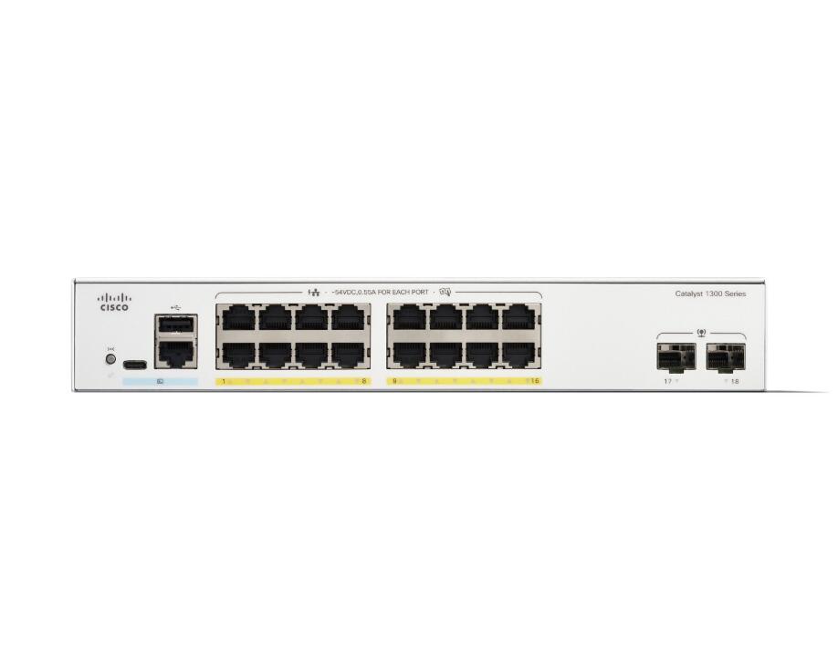 B-WARE Cisco Catalyst 1300-16P-2G Switch 16x 1GbE + 2x 1GbE SFP L3 managed