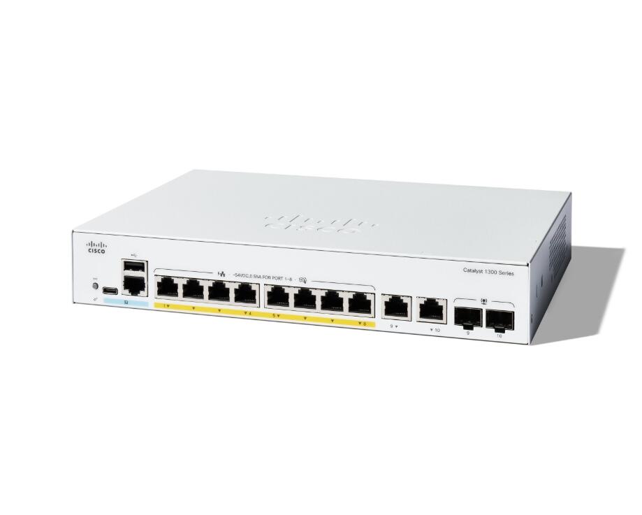 Cisco Catalyst 1300-8P-E-2G Switch 8x 1GbE PoE+ + 2x 1GbE RJ45/SFP Combo L3 managed