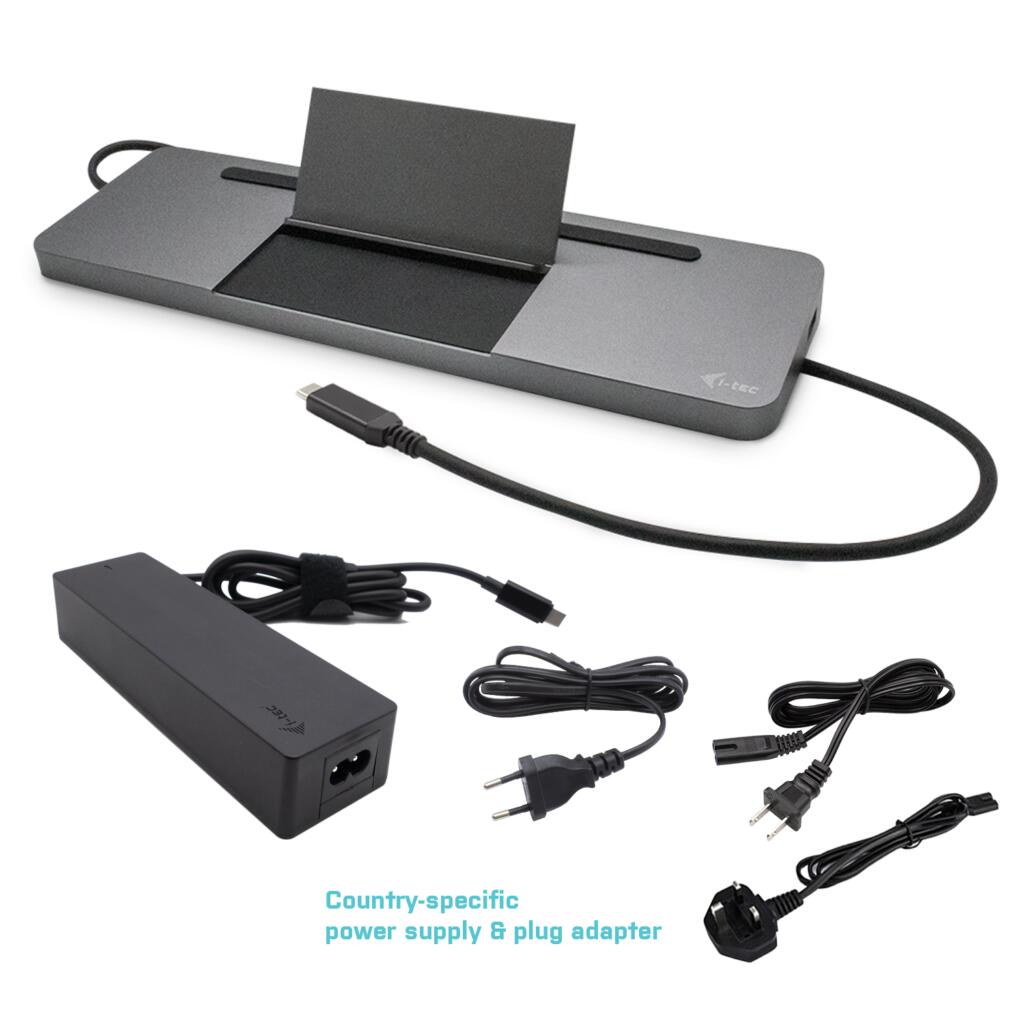 I-TEC USB-C Metal 4K 3x Display Docking Station mit Power Delivery 85W und Netzteil 100W
