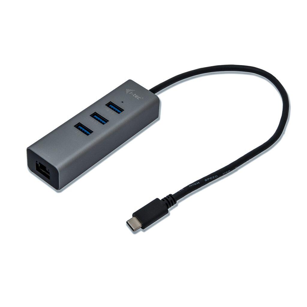 I-TEC USB-C Metal 3-Port Hub mit Gigabit Ethernet Adapter