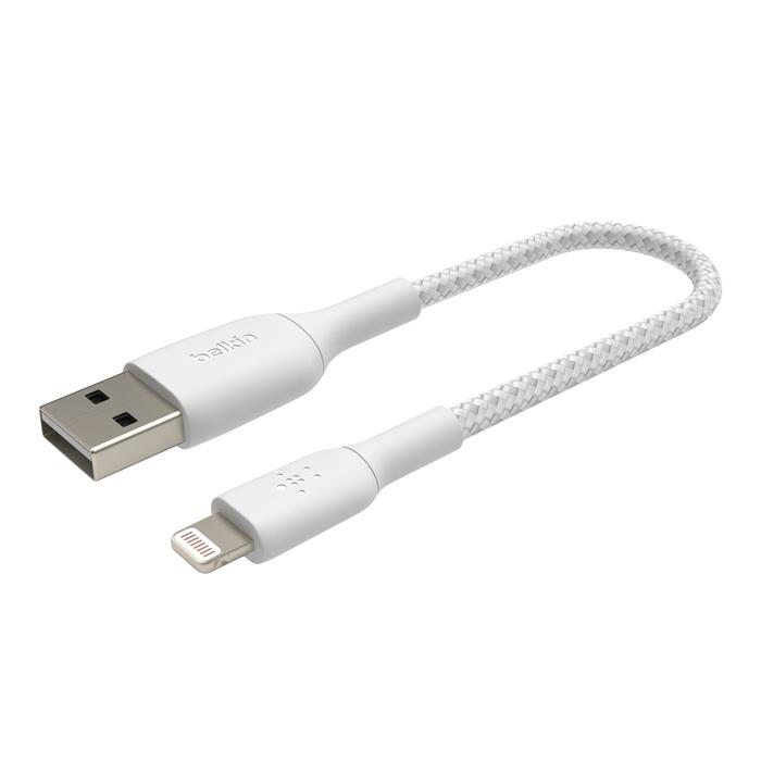 Belkin BoostCharge geflochtenes 15 cm Lightning/USB-A Kabel, weiß