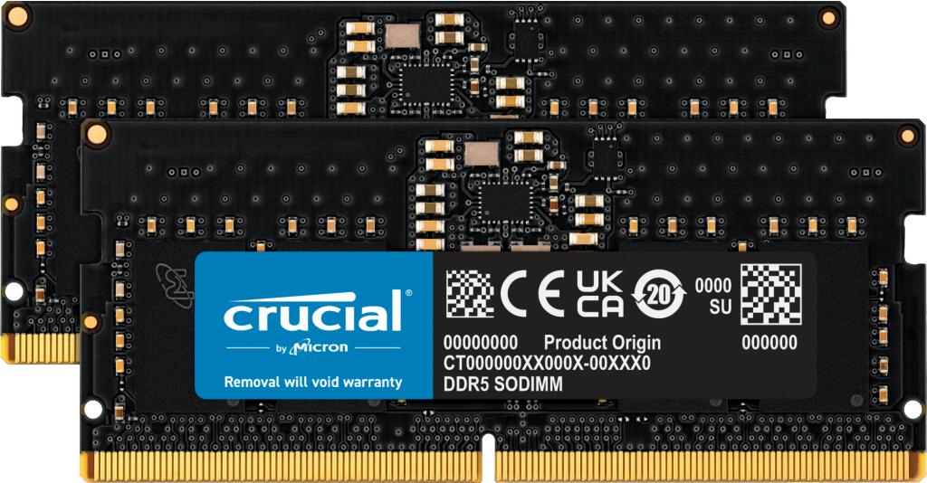 Crucial RAM 16GB (2x8GB) Kit DDR5 4800MHz SODIMM schwarz