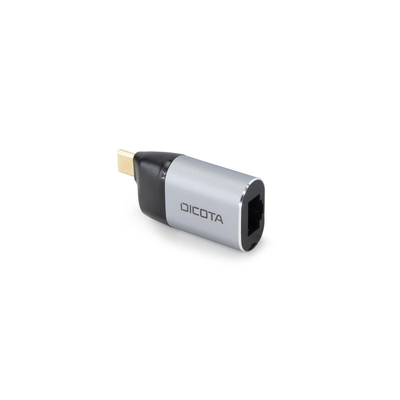 DICOTA Mini-Adapter USB-C zu Ethernet mit Power Delivery