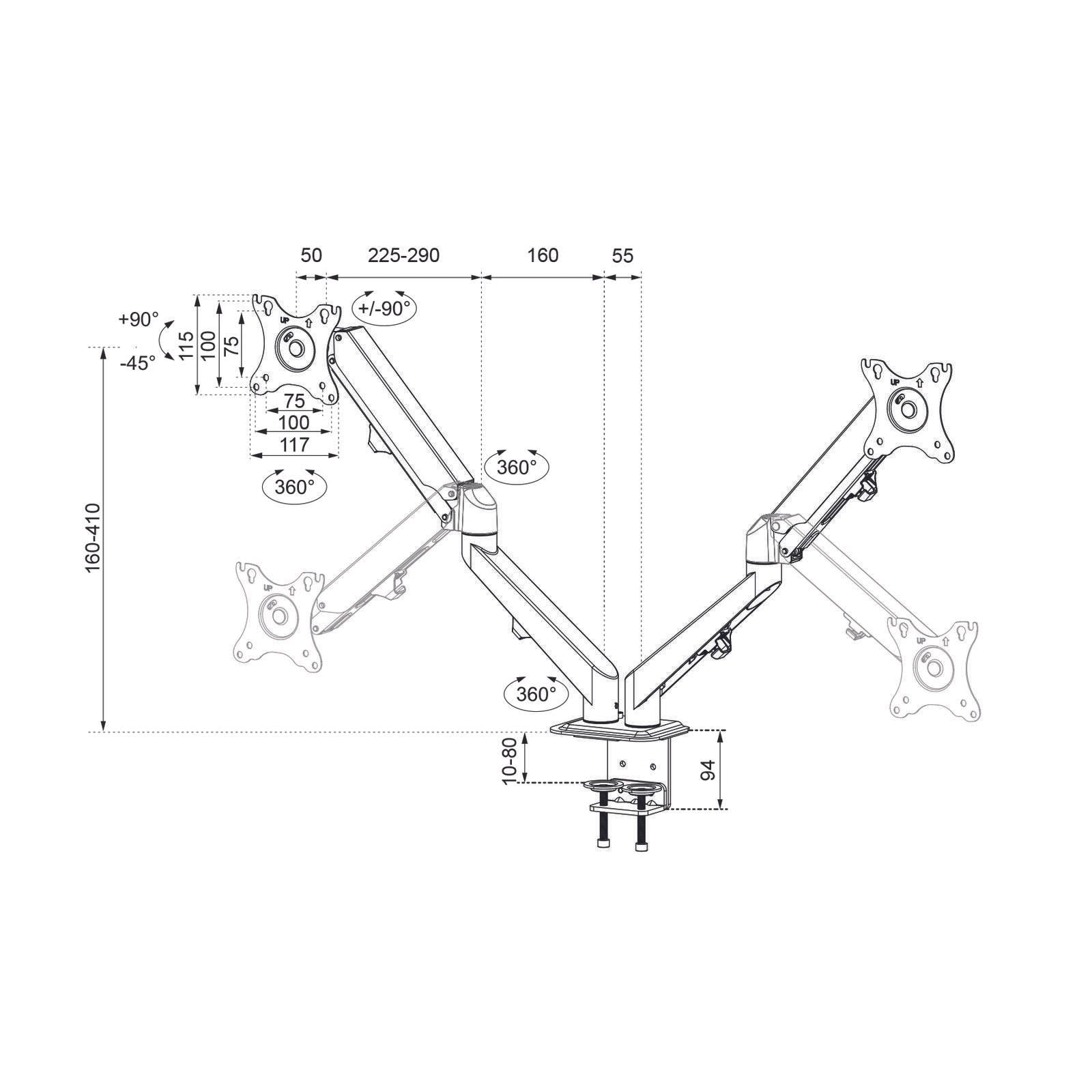 Neomounts DS70-700BL2 dual Monitor Tischhalterung