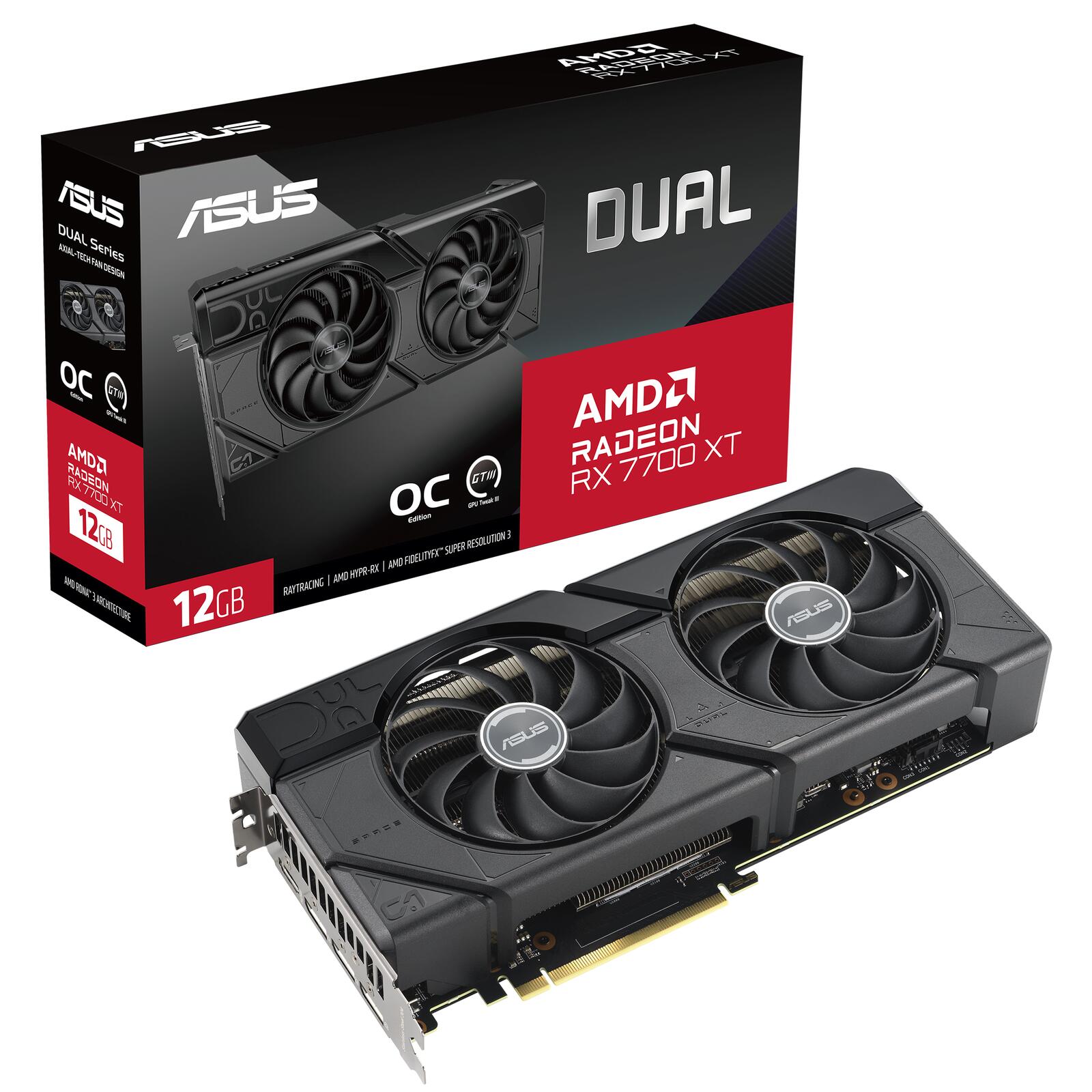 ASUS Dual Radeon RX 7700 XT OC Edition 12GB GDDR6 Gaming Grafikkarte