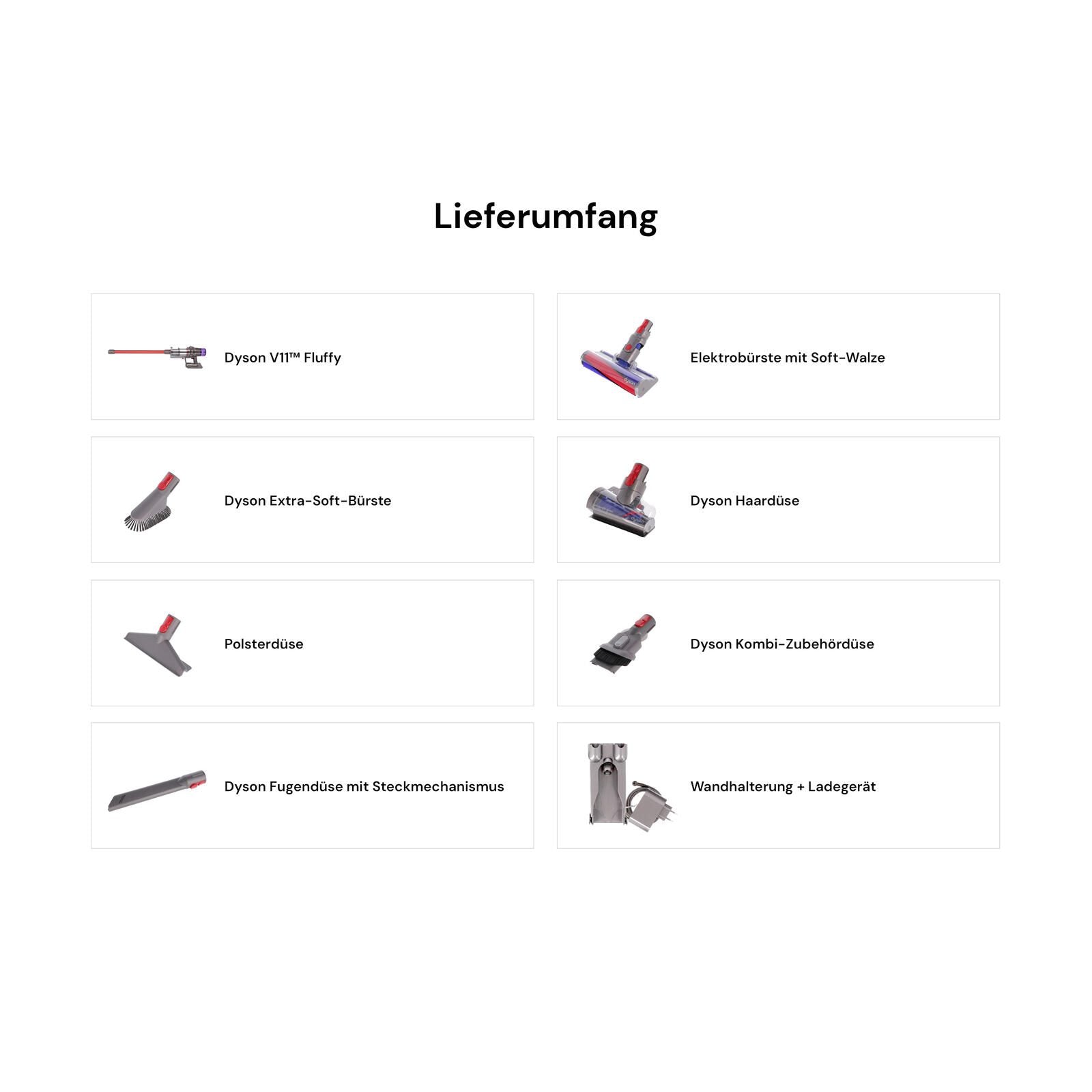 Dyson V11 Fluffy 2-in-1-Stabstaubsauger, Nickel/Rot