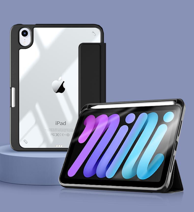 eSTUFF BOSTON Flip-Hülle für das Apple iPad Mini der 6. & 7. Generation 8,3' - Black/Clear