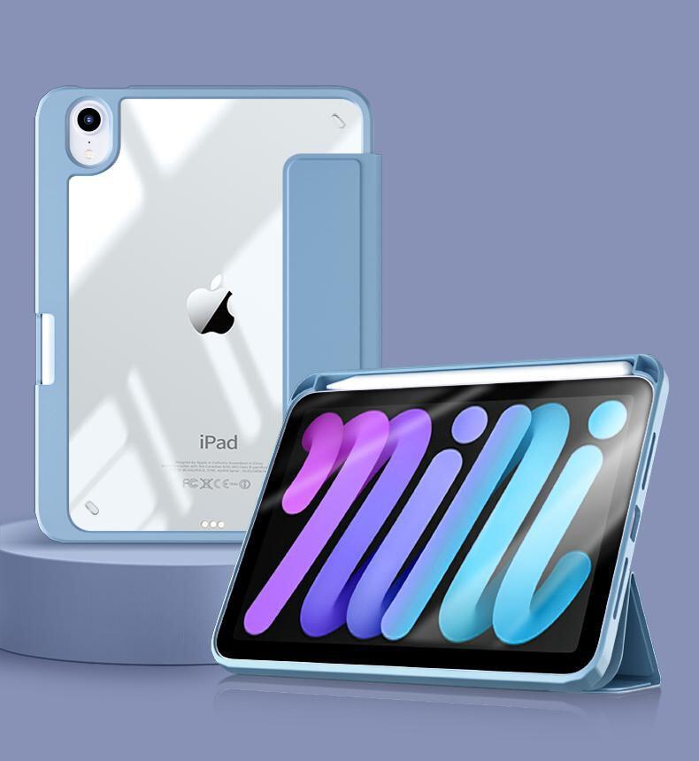 eSTUFF BOSTON Flip-Hülle für das Apple iPad Mini der 6. & 7. Generation 8,3' - Sky Blue/Clear
