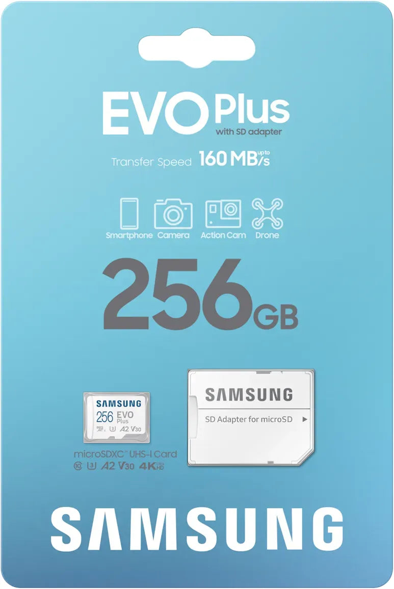 Samsung EVO Plus microSD-Speicherkarte (2024) (inkl. SD Adapter) - 256 GB