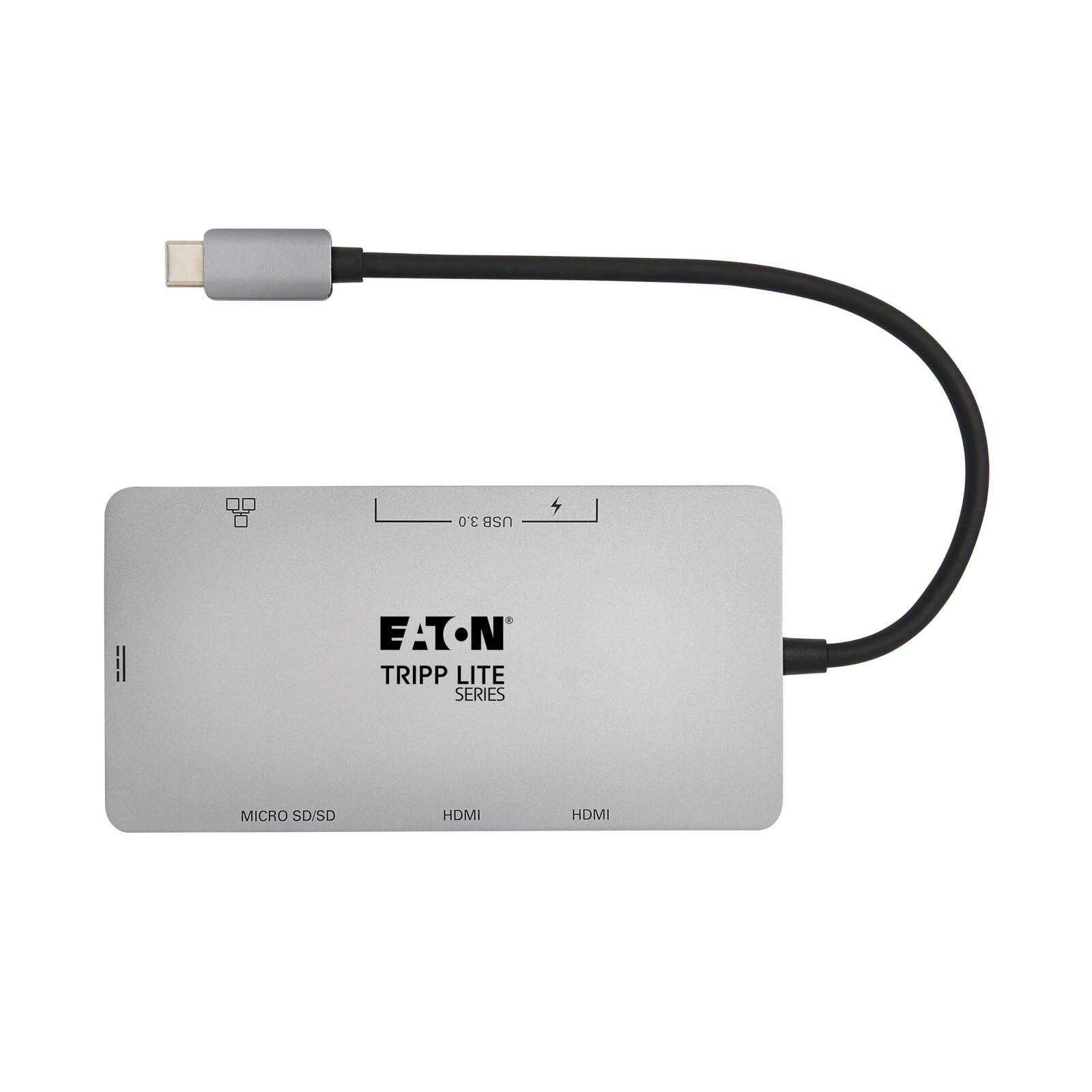 Eaton Tripp Lite Series USB Docking Station USB-C Dual Display 4K 60Hz HDMI grau