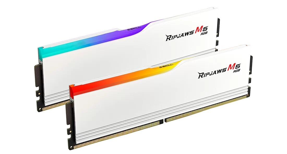 G.Skill RAM Ripjaws M5 RGB Intel 32GB (2x 16GB) Kit DDR5 6000 MHz UDIMM weiß
