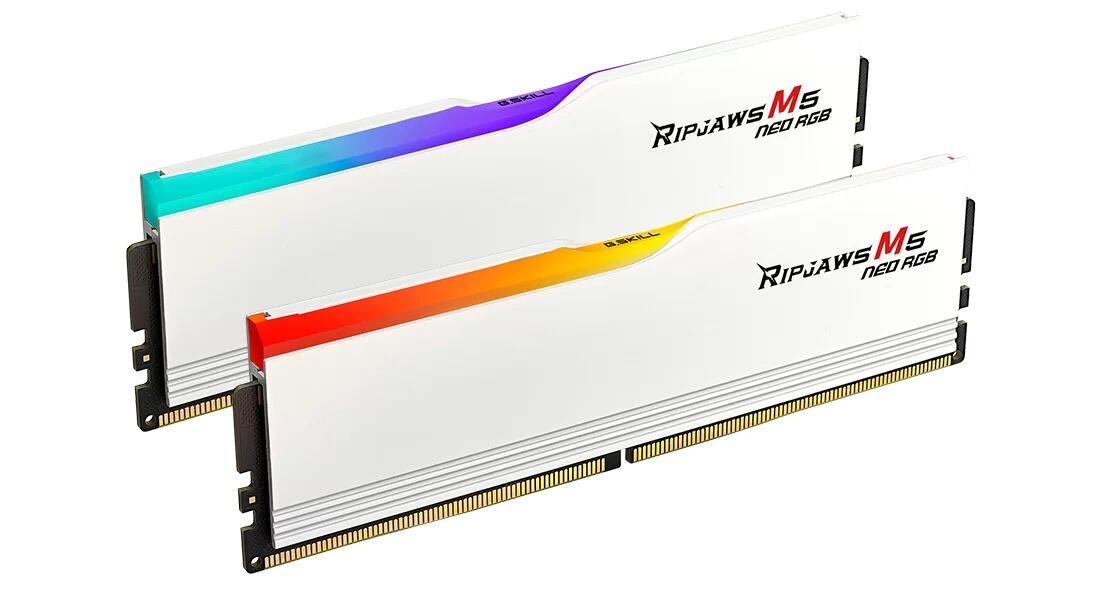 G.Skill RAM Ripjaws M5 Neo RGB AMD 64GB (2x 32GB) Kit DDR5 6000 MHz UDIMM weiß