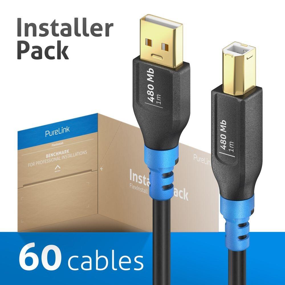 PureLink FlexInstall USB-A auf USB-B Kabel USB 2.0 480Mbps 1.00m - Installer Pack 60 Stk.