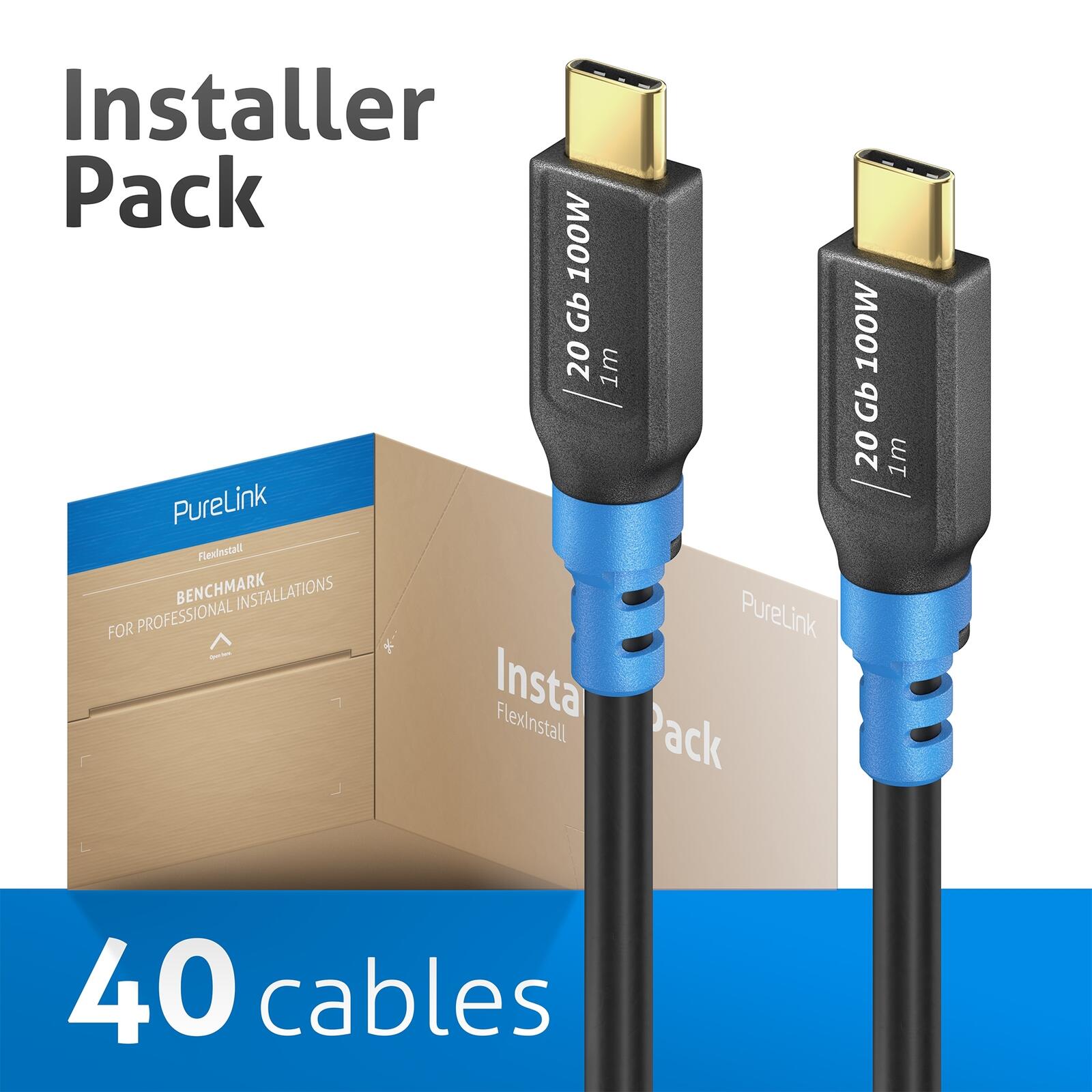 PureLink FlexInstall USB-C auf USB-C Kabel USB4 Gen2x2 20Gbps 100W 1.00m - Installer Pack 40 Stk.
