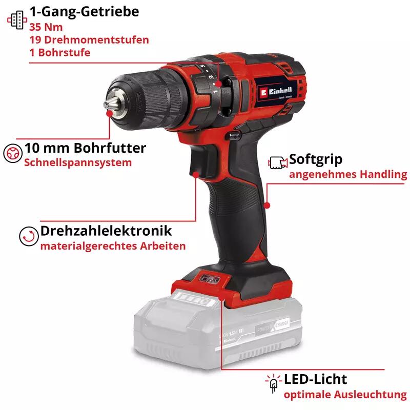 Einhell Akku-Bohrschrauber TC-CD 18/35 Li - Solo (4513927)