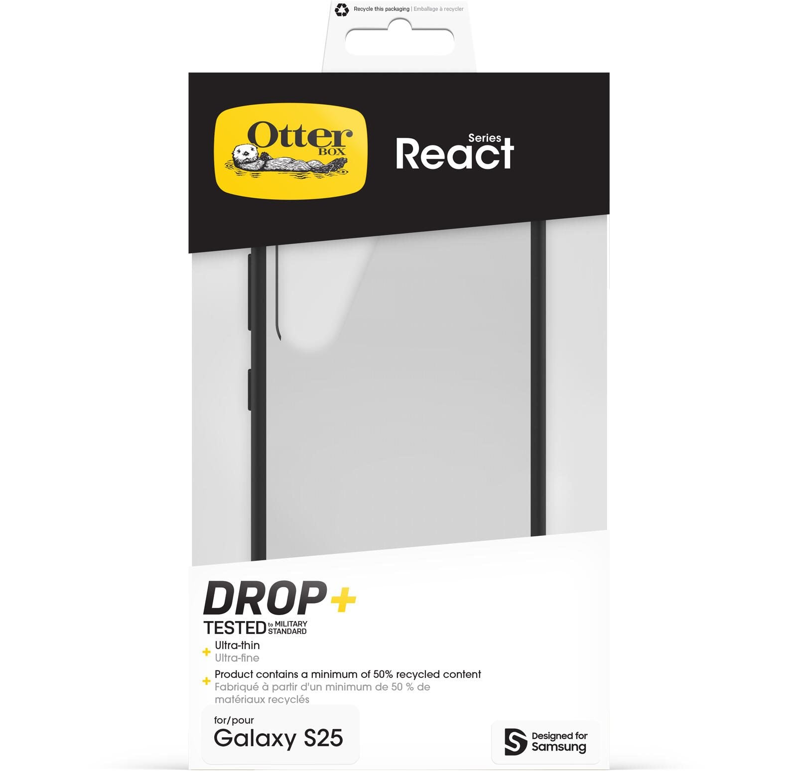OtterBox React Schutzhülle für Samsung Galaxy S25 Black Crystal - clear/black