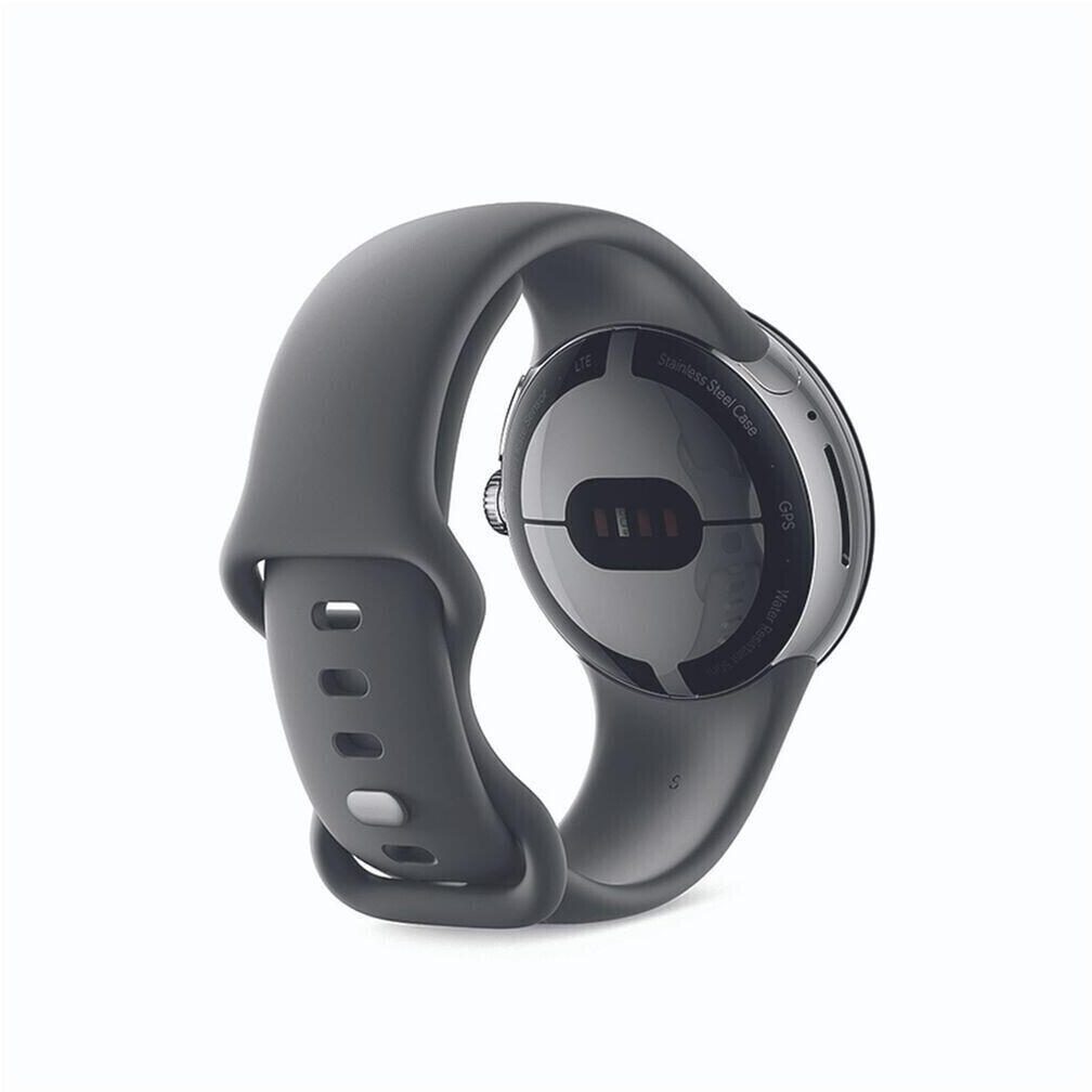 Google Pixel Watch (LTE) - 41mm in Polished Silver mit Sportarmband in Hazel