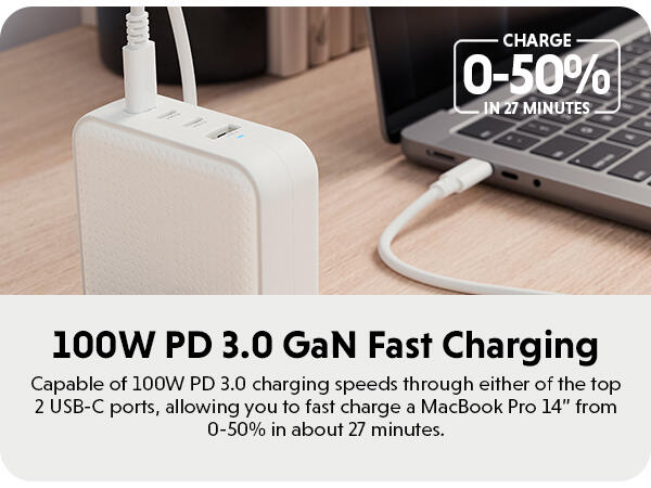 Hyper® HyperJuice 100W USB-C GaN Reise-Ladegerät (3C+1A) - Weiß