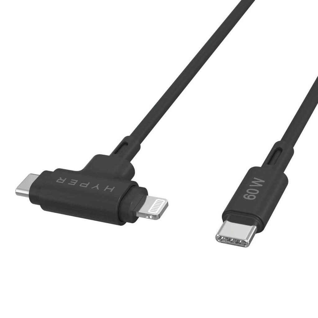 Hyper® HyperJuice USB-C und Lightning Hybrid-Silikonkabel (1,5m) - Schwarz