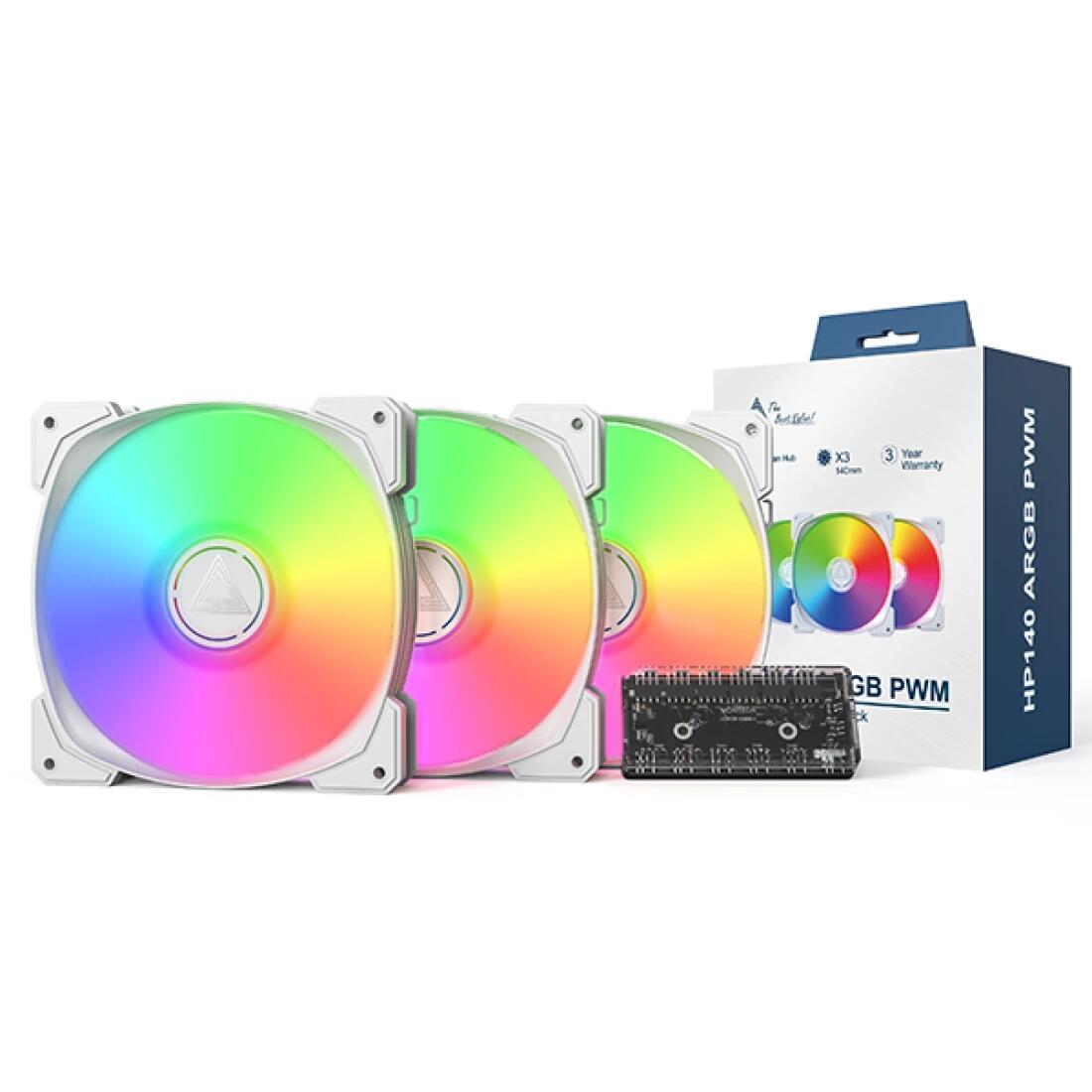Montech Lüfter 3er Pack HP140 ARGB PWM 140mm, Weiß