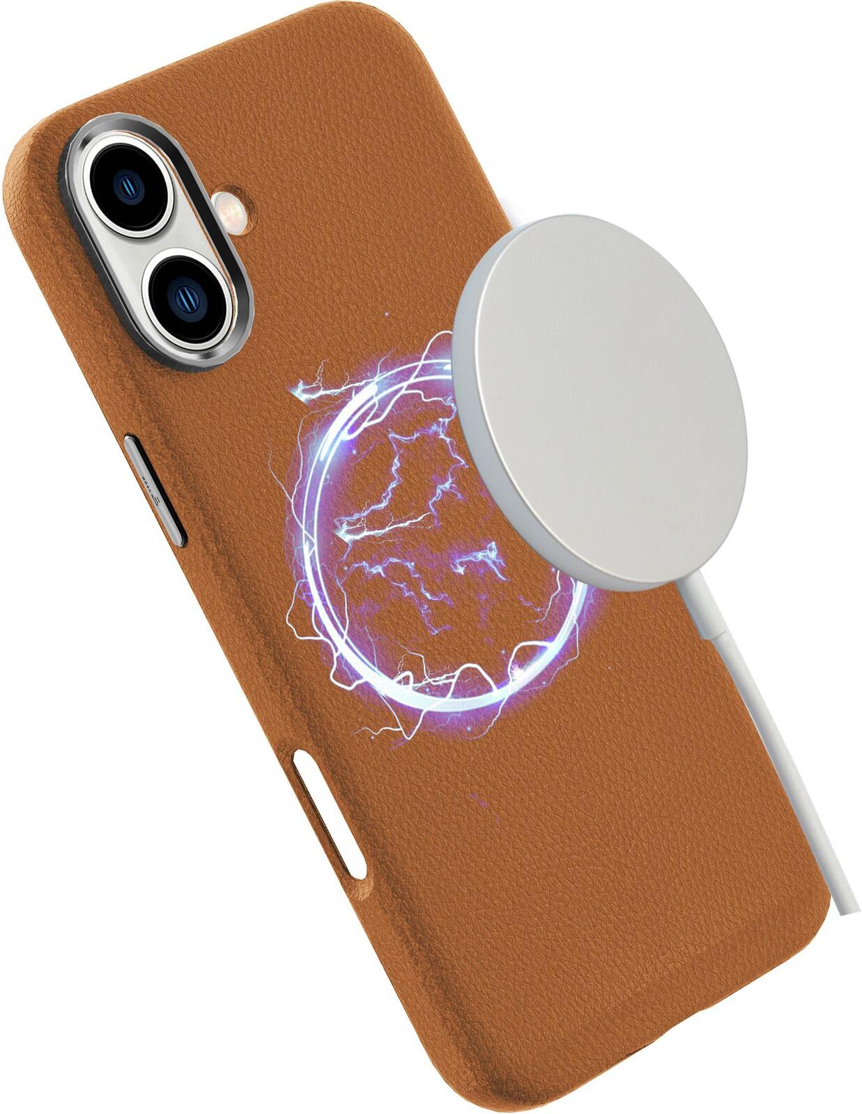 eSTUFF iPhone 16 INFINITE VENICE Magnetic Leather Cover - Brown