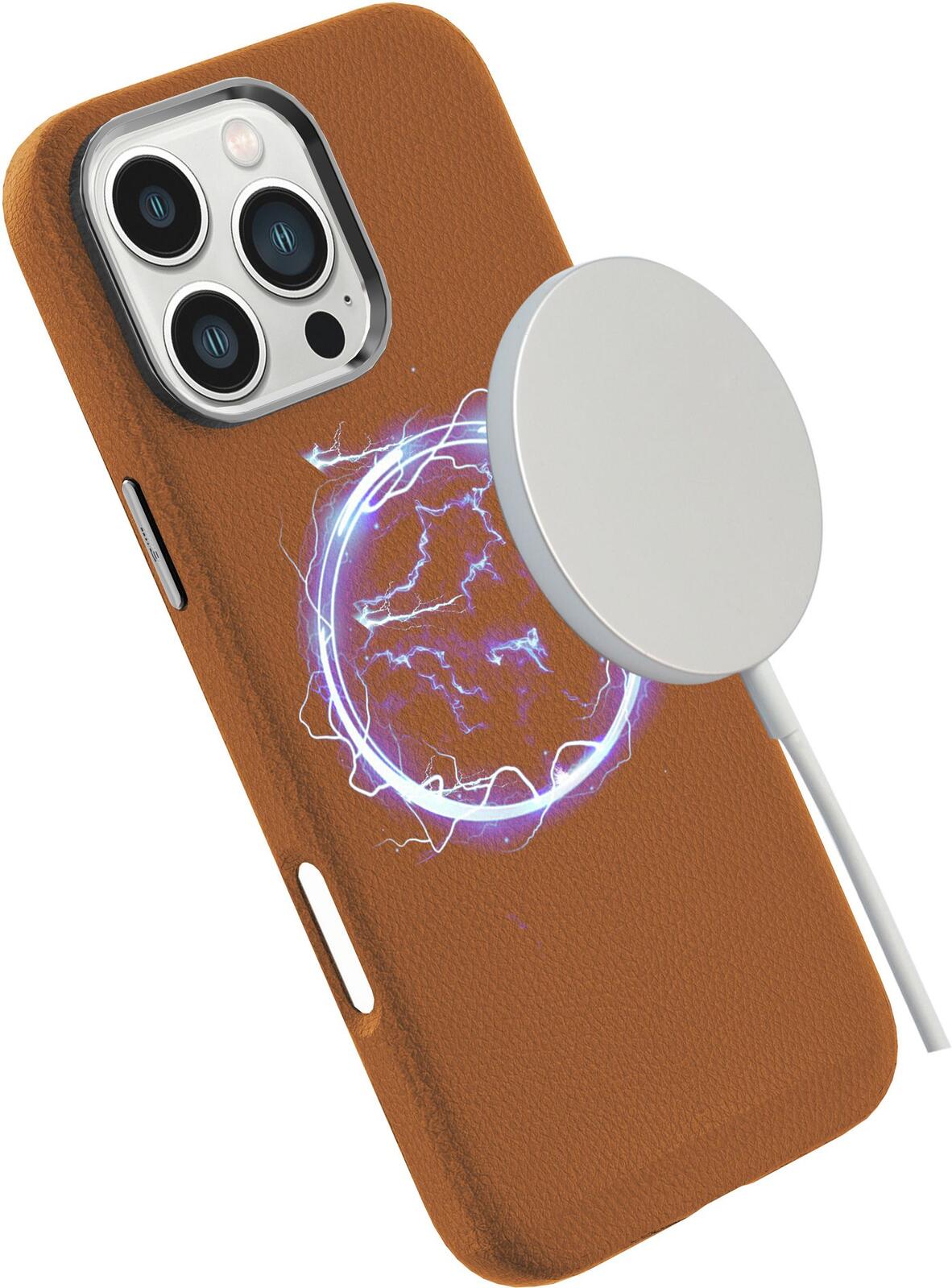 eSTUFF iPhone 16 Pro INFINITE VENICE Magnetic Leather Cover - Brown