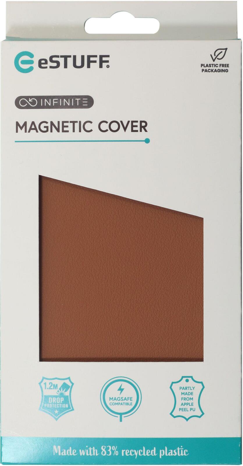 eSTUFF iPhone 16 INFINITE VENICE Magnetic Leather Cover - Brown