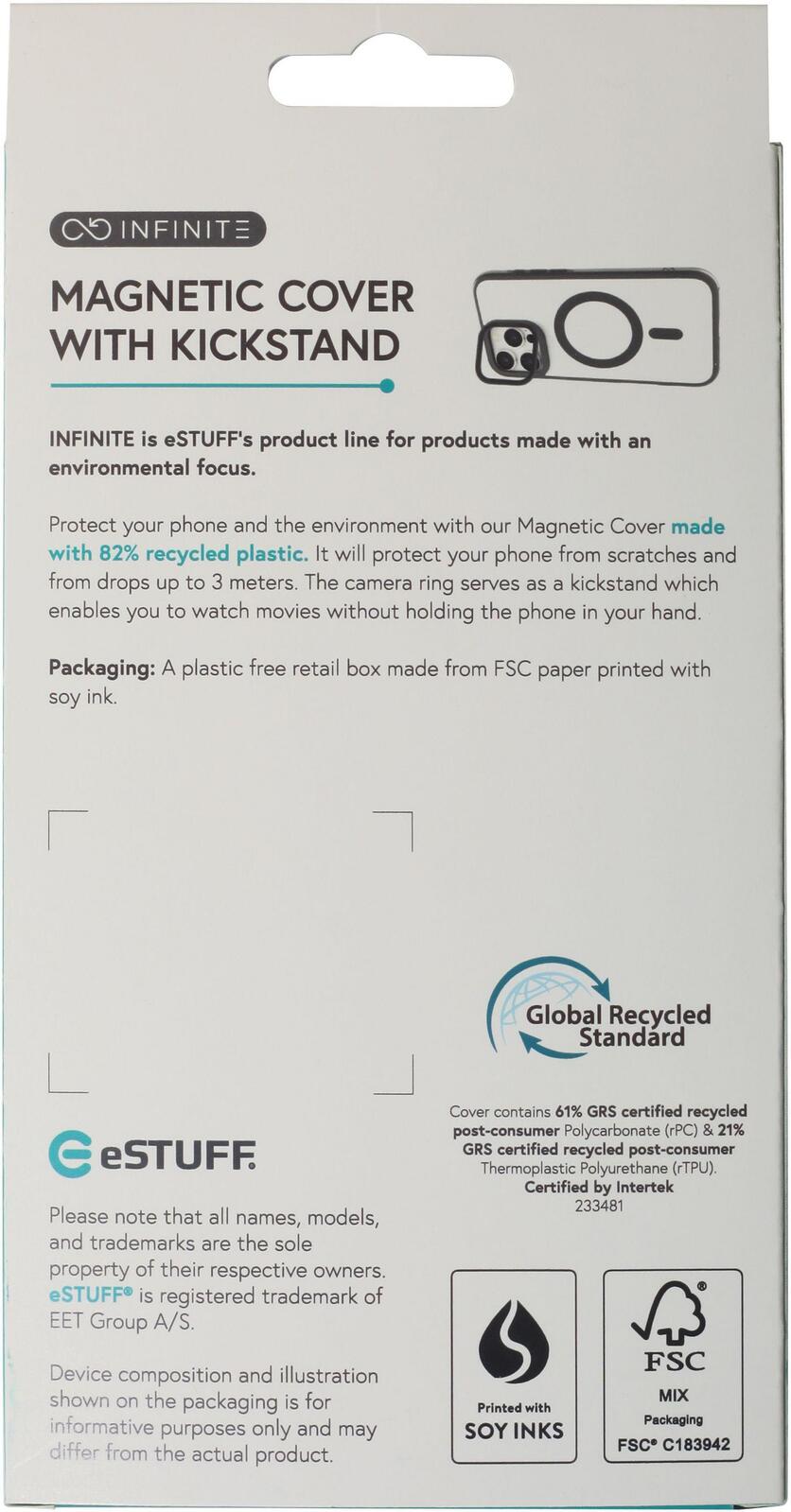 eSTUFF iPhone 16 INFINITE HELSINKI Magnetic Stand Cover - Black
