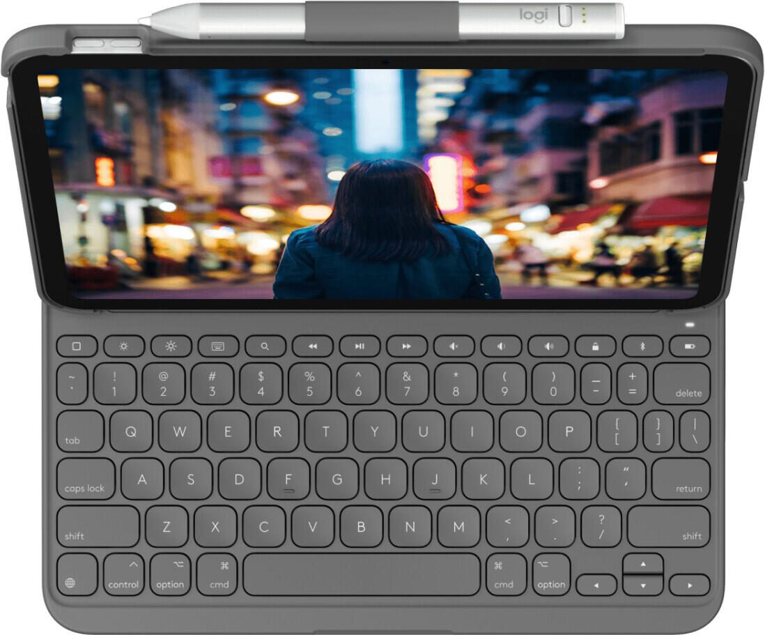 Logitech Slim Folio Tastatur und Foliohülle grafit für iPad 10. & 11 Generation