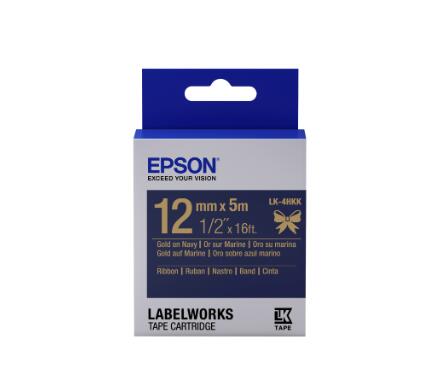 Epson LabelWorks LK-4HKK - Seidig- Gold auf Marine blau Rolle (1,2 cm x 5 m)