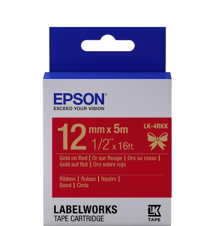 Epson LabelWorks LK-4RKK - Seidig - Gold auf Rot - Rolle (1,2 cm x 5 m)