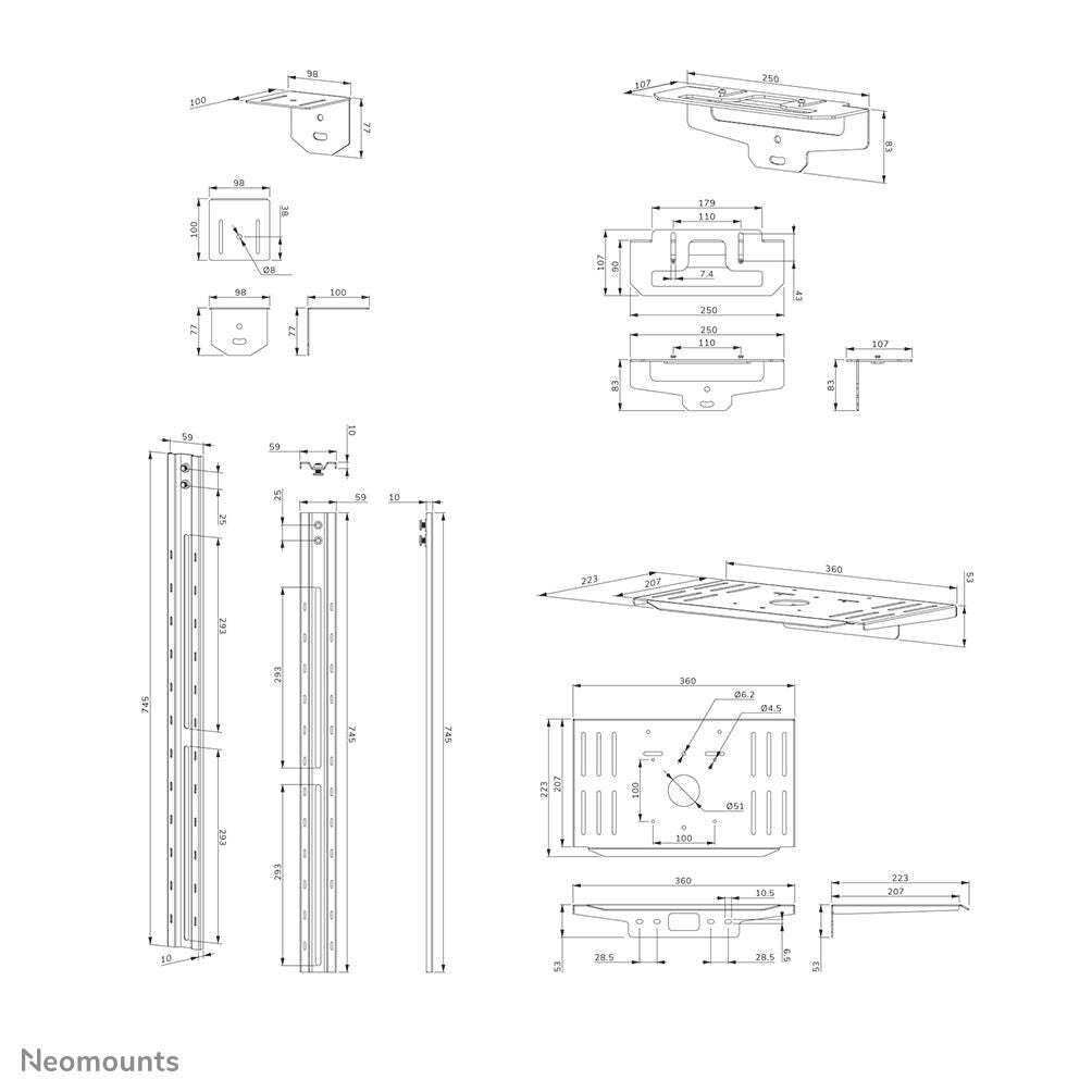 Neomounts AV1-825BL Videobar & Multimedia-Kit