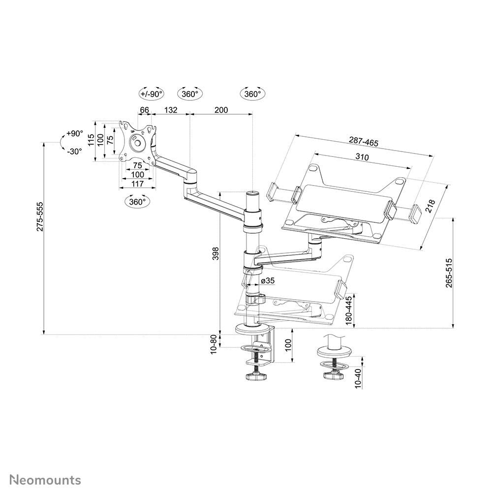 Neomounts DS20-425BL2 Monitor Tischhalterung