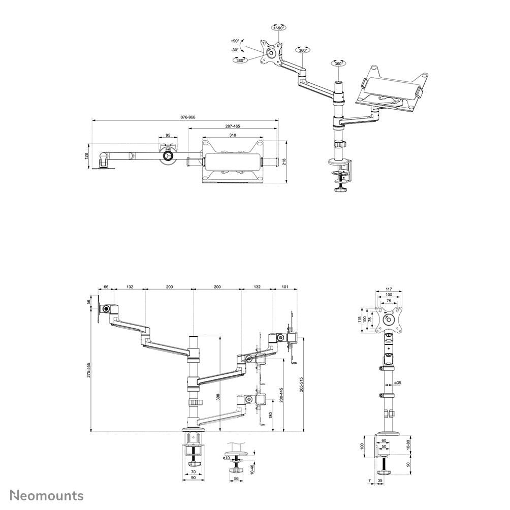 Neomounts DS20-425BL2 Monitor Tischhalterung