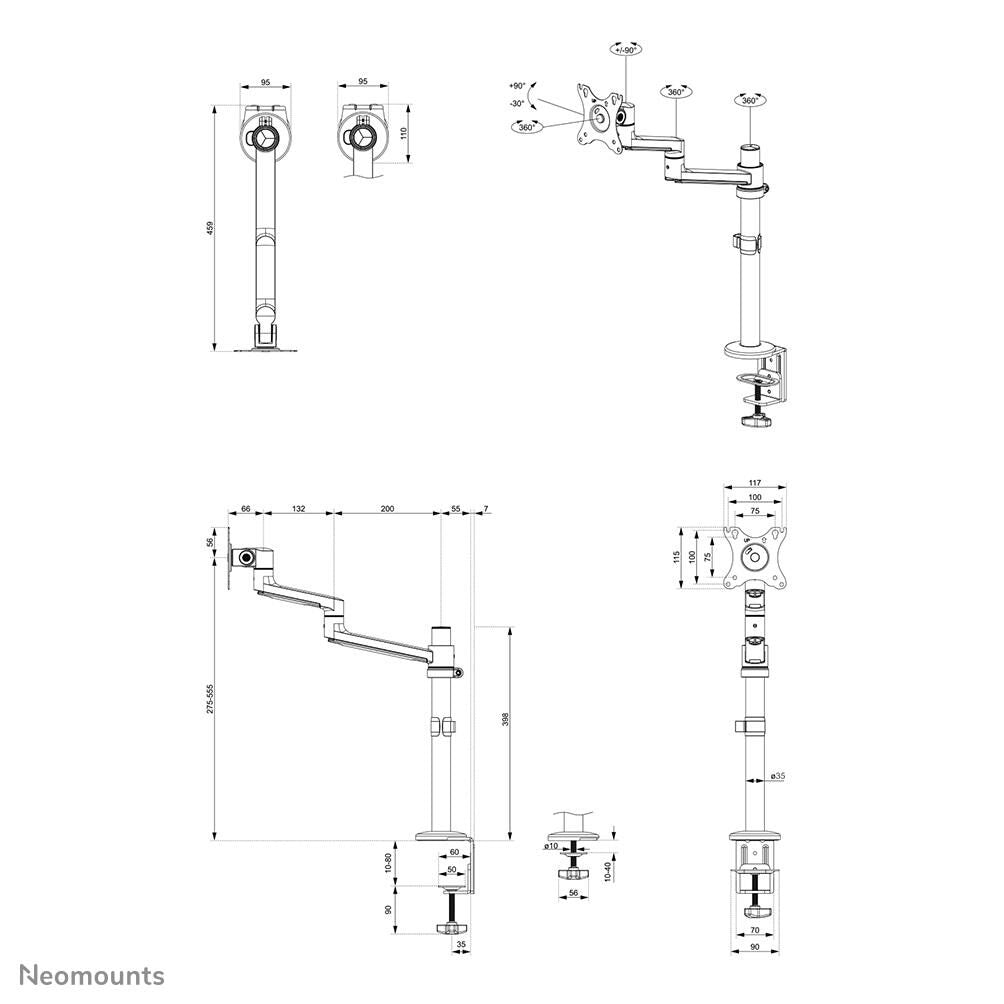 Neomounts DS60-425BL1 Monitor Tischhalterung