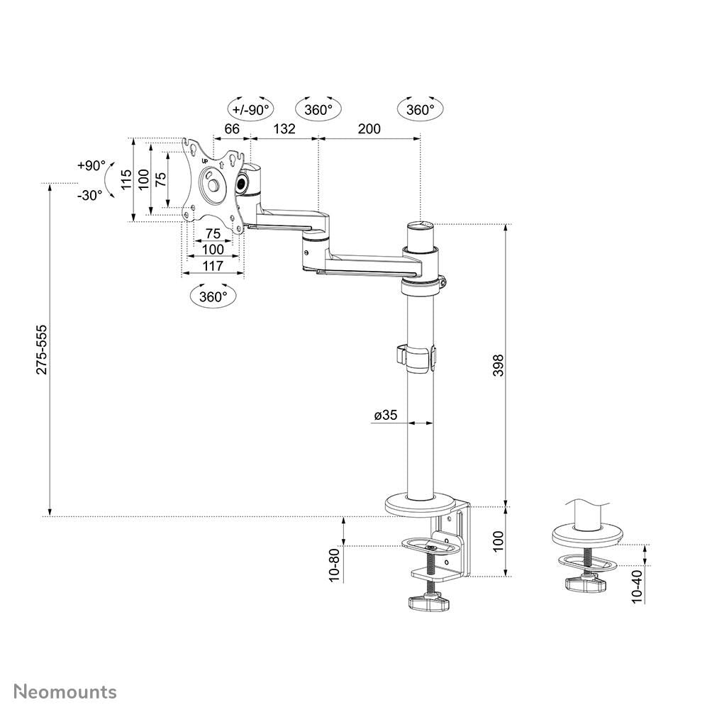 Neomounts DS60-425WH1 Monitor Tischhalterung
