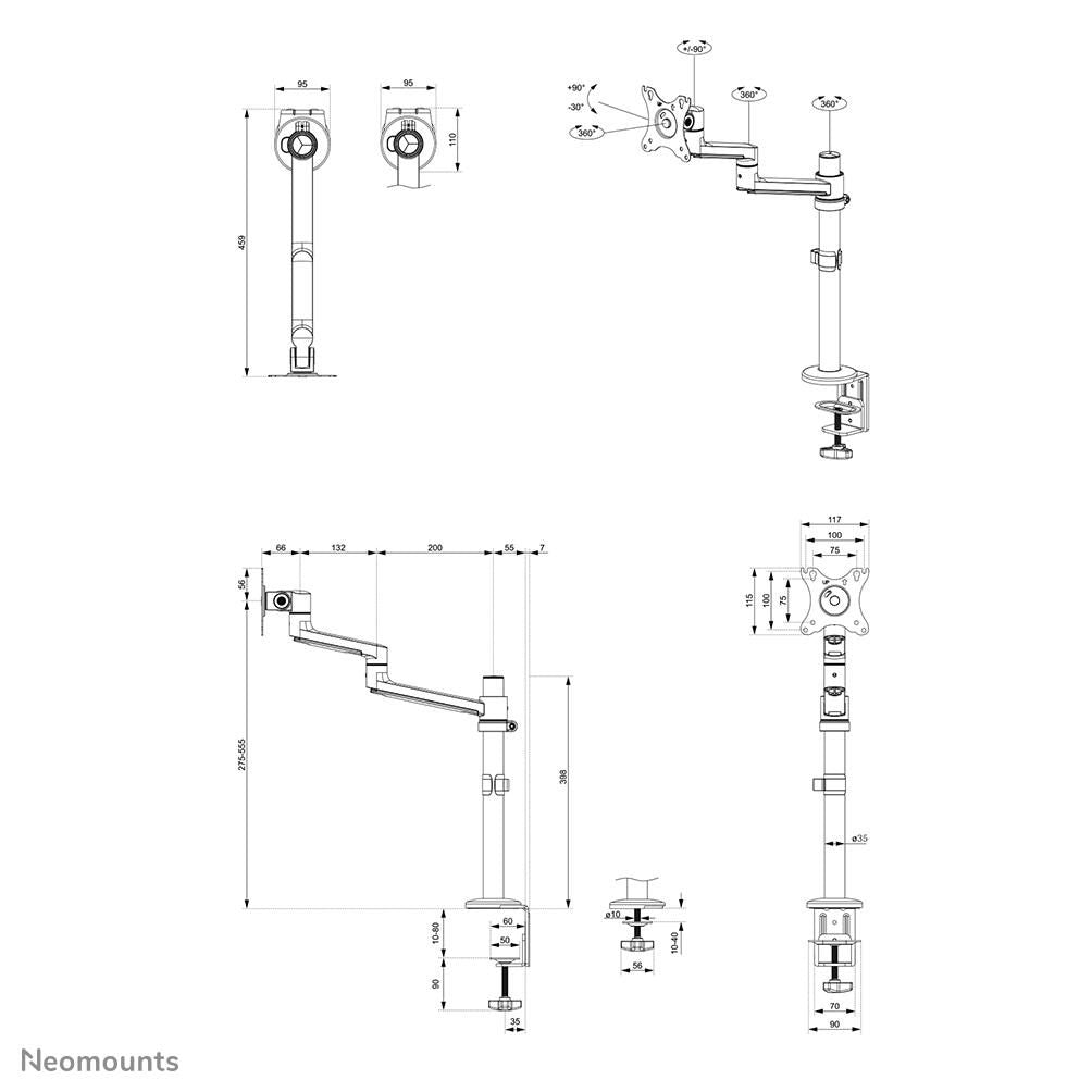 Neomounts DS60-425WH1 Monitor Tischhalterung