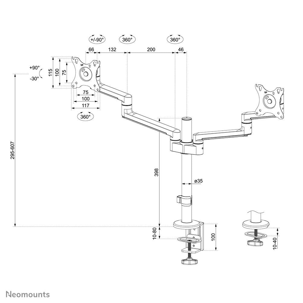 Neomounts DS60-425WH2 dual Monitor Tischhalterung