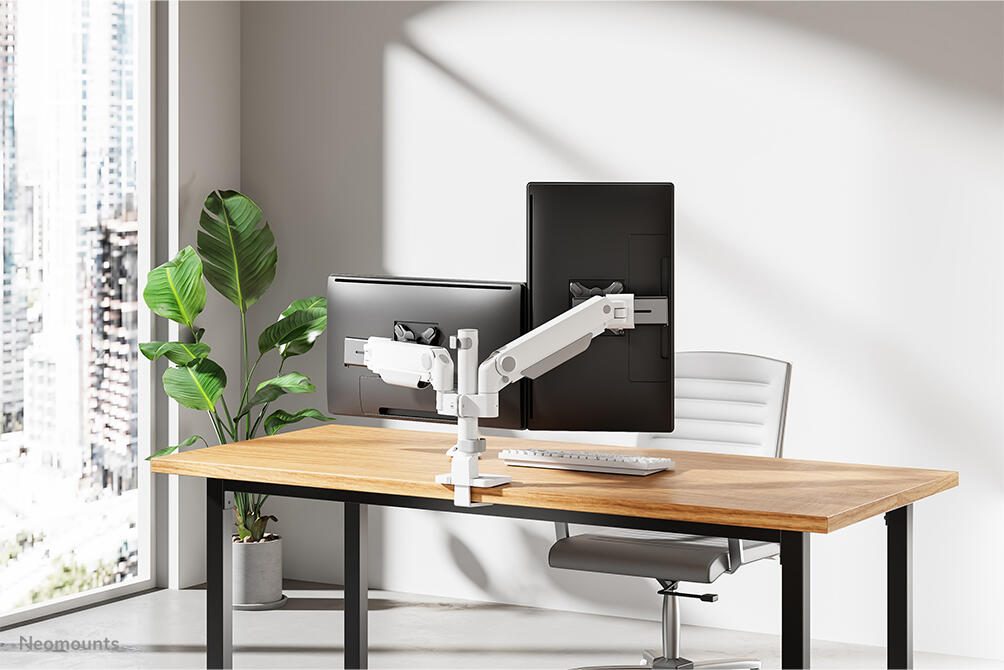Neomounts DS65S-950WH2 vollbewegliche Tischhalterung für 24-34' Bildschirme - Weiß