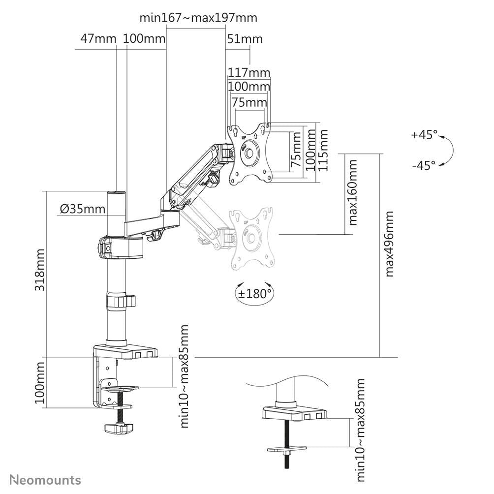 Neomounts DS70-750BL1 Monitor Tischhalterung