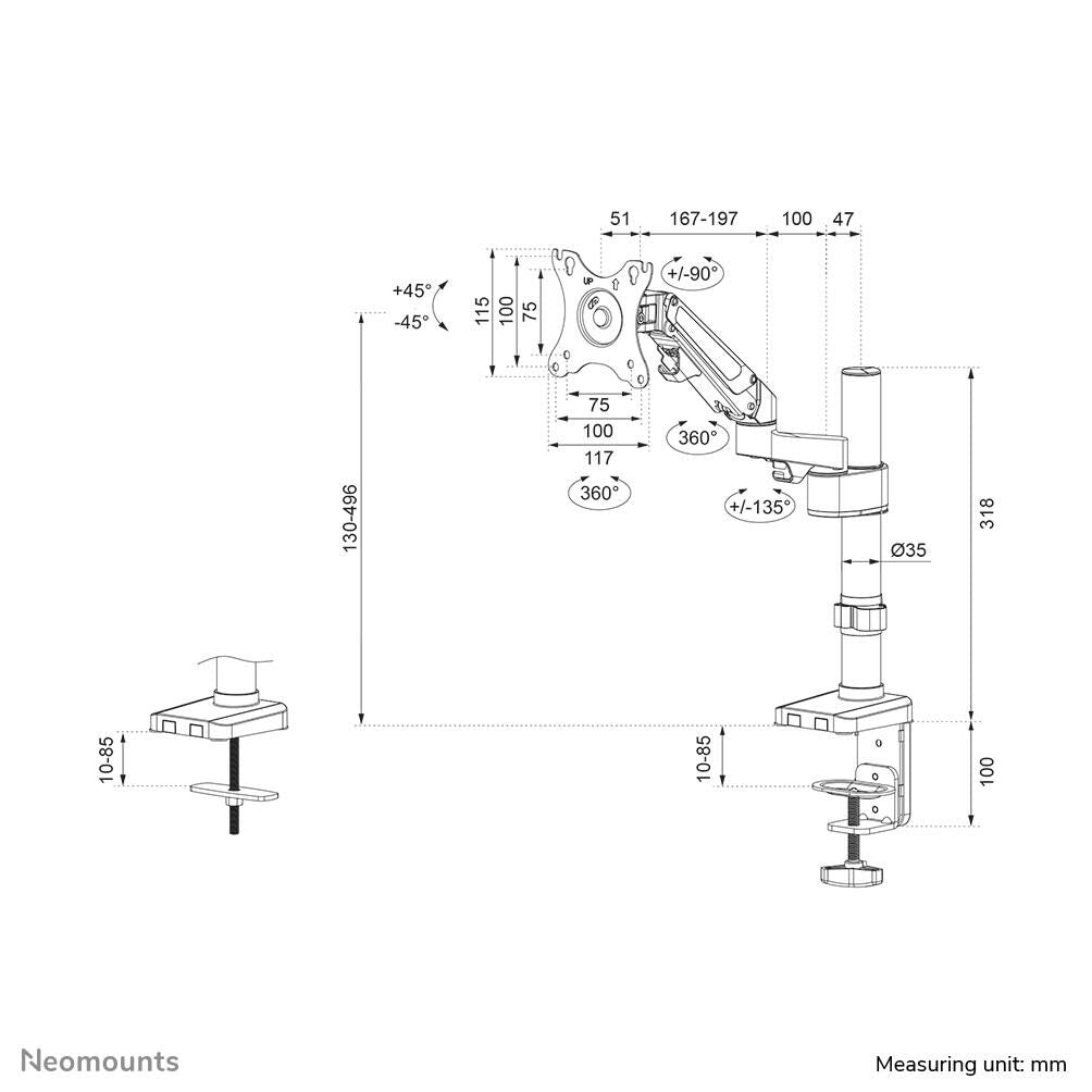 Neomounts DS70-750BL1 Monitor Tischhalterung