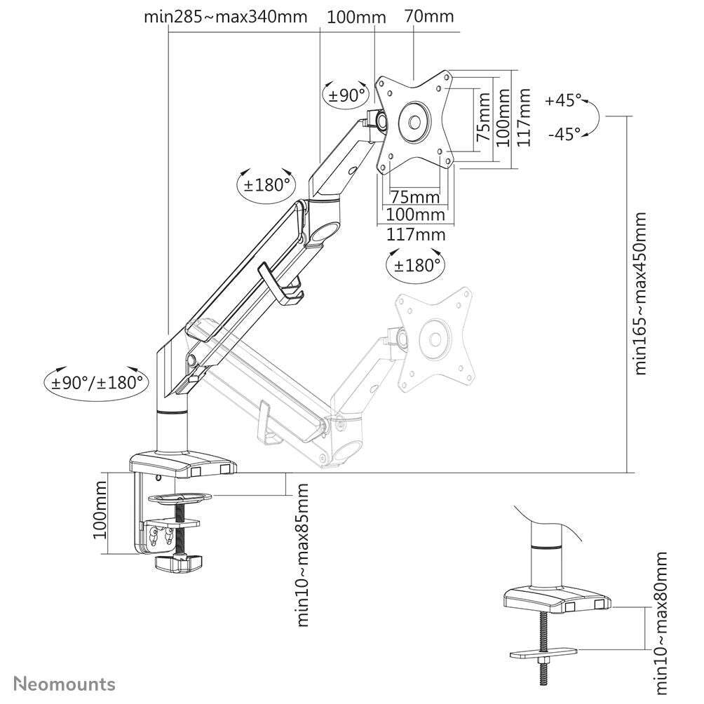 Neomounts DS70-810BL1 Monitor Tischhalterung