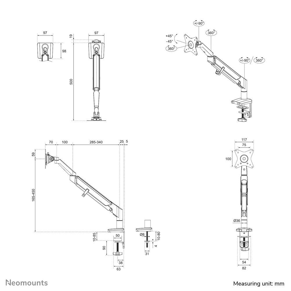 Neomounts DS70-810BL1 Monitor Tischhalterung