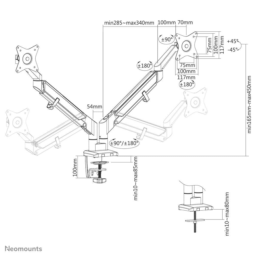 Neomounts DS70-810BL2 Monitor Tischhalterung
