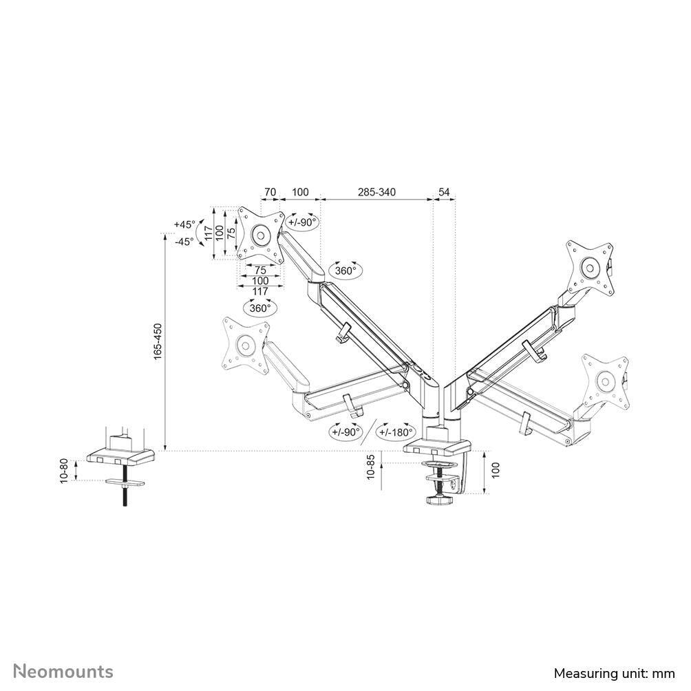 Neomounts DS70-810BL2 Monitor Tischhalterung