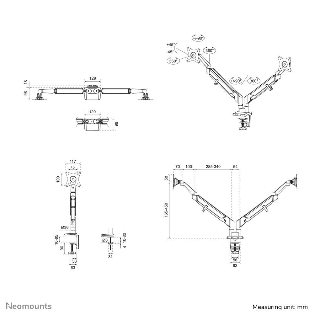 Neomounts DS70-810BL2 Monitor Tischhalterung