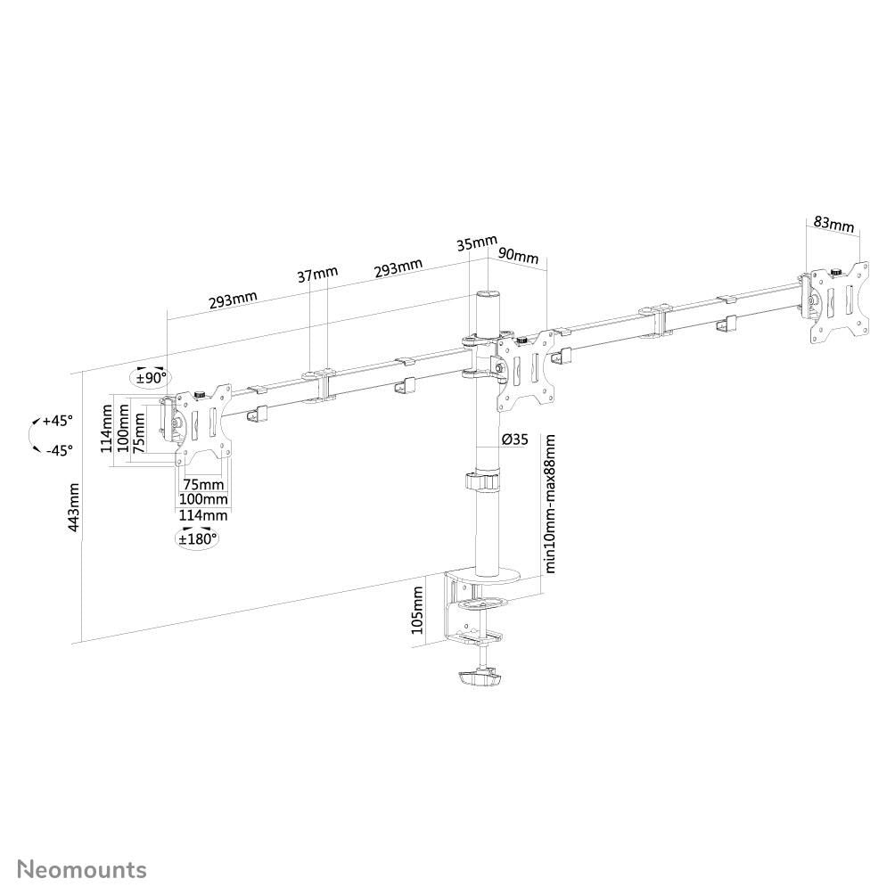 Neomounts FPMA-D550D3BLACK Monitor Tischhalterung